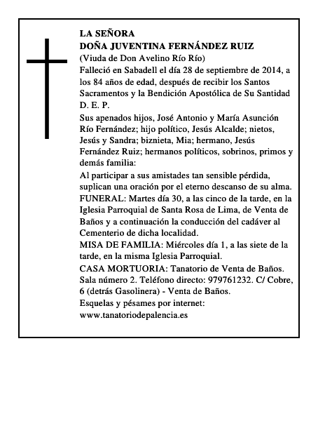 Doña Juventina Fernández Ruiz
