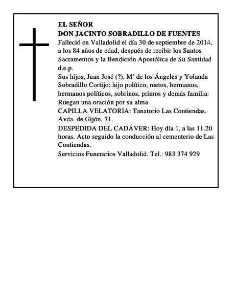 Don Jacinto Sobradillo de Fuentes