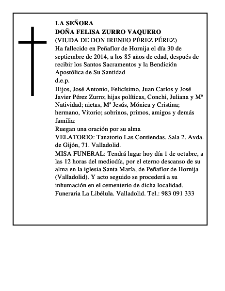 Doña Felisa Zurro Vaquero