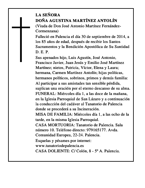 Doña Agustina Martínez Antolín