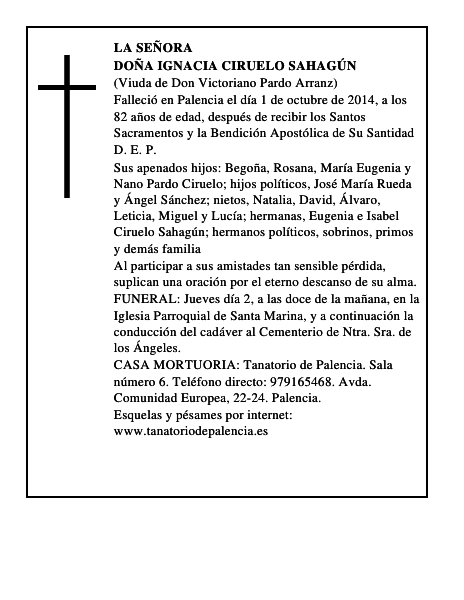 Doña Ignacia Ciruelo Sahagún