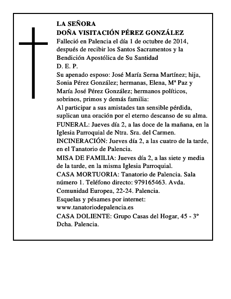Doña Visitación Pérez González