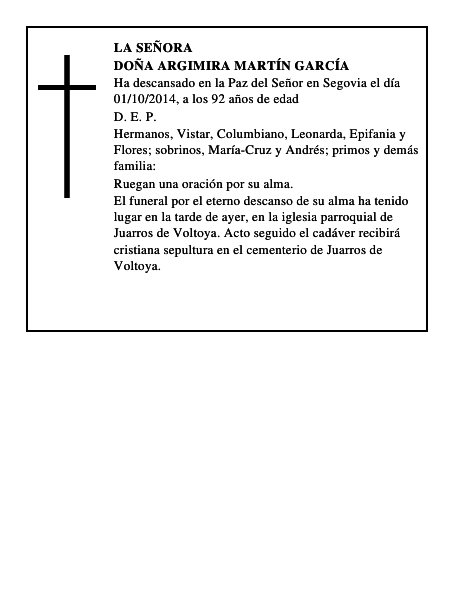 Doña Argimira Martín García