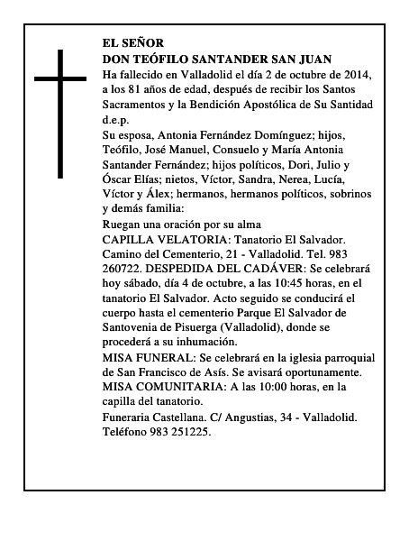 Don Teófilo Santander San Juan