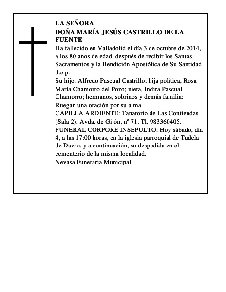 Doña María Jesús Castrillo de la Fuente