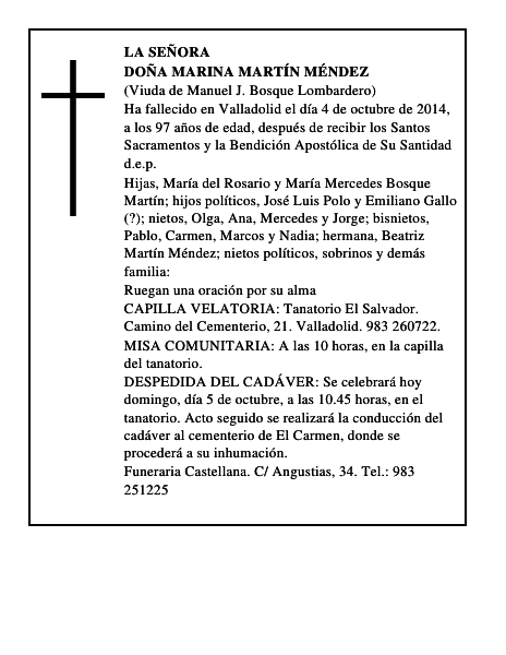 Doña Marina Martín Méndez