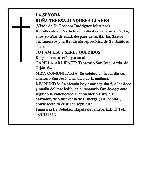 Doña Teresa Junquera Llanes