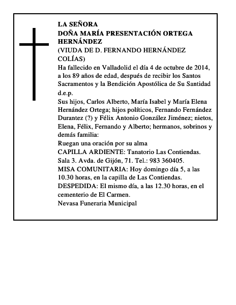 Doña María Presentación Ortega Hernández