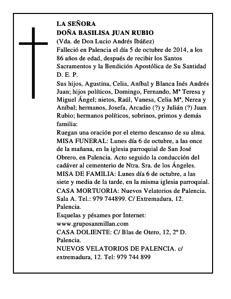 Doña Basilisa Juan Rubio