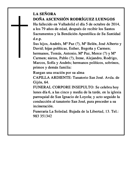 Doña Ascensión Rodríguez Luengos