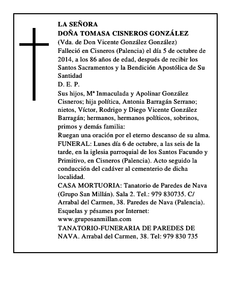 Doña Tomasa Cisneros González