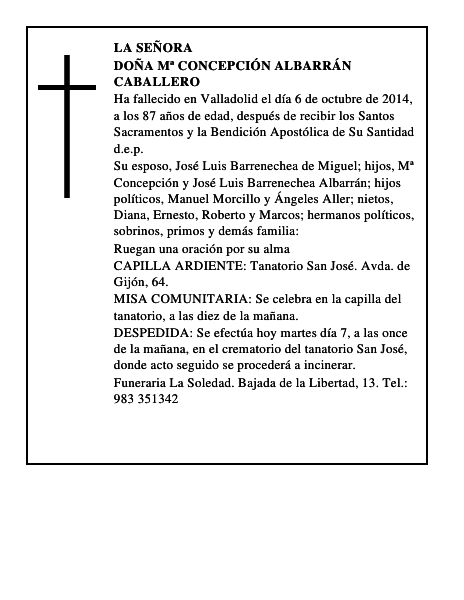 Doña Mª Concepción Albarrán Caballero