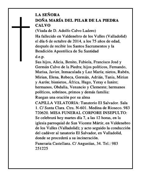 Doña María del Pilar de la Piedra Calvo