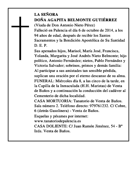 Doña Agapita Belmonte Gutiérrez