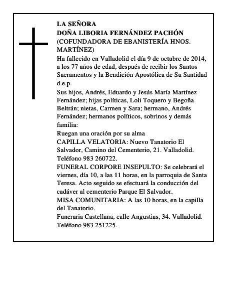 Doña Liboria Fernández Pachón