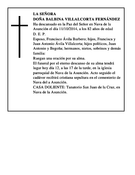 Doña Balbina Villalcorta Fernández
