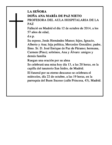 Doña Ana María de Paz Nieto