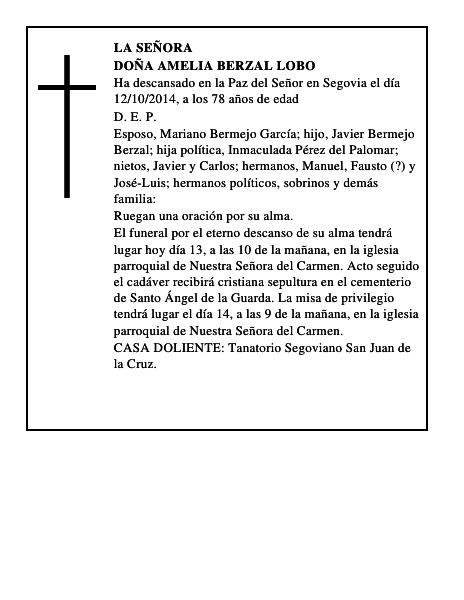 Doña Amelia Berzal Lobo