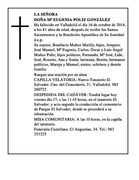 Doña Mª Eugenia Poliz González