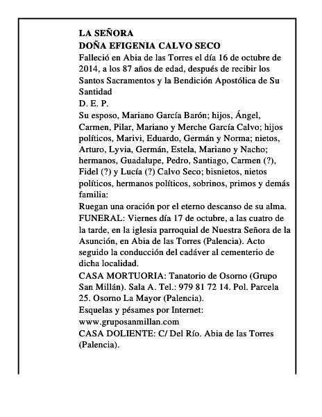 Doña Efigenia Calvo Seco