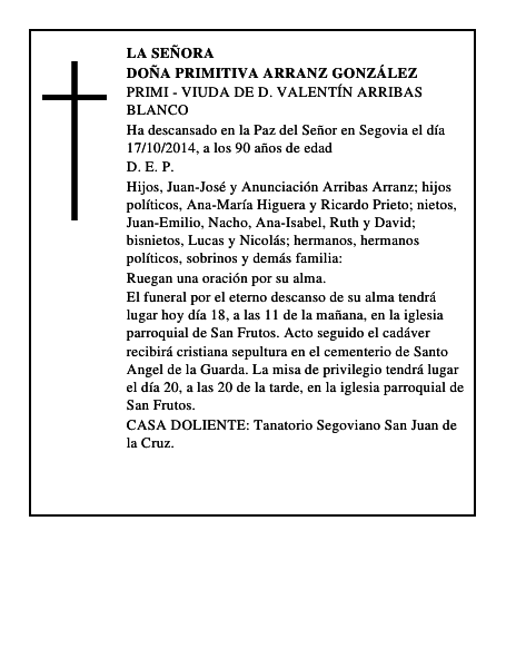 Doña Primitiva Arranz González