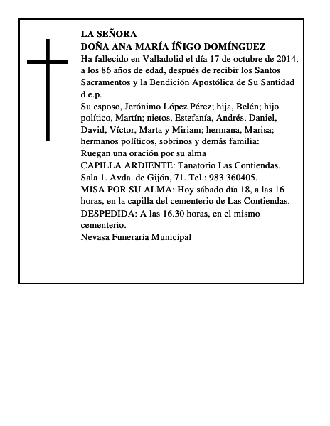 Doña Ana María Íñigo Domínguez