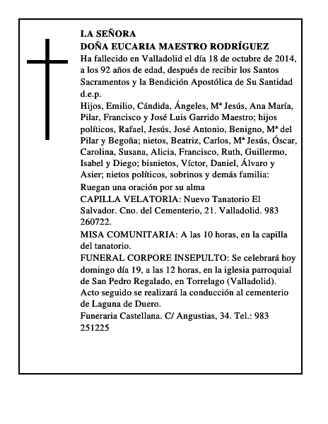 Doña Eucaria Maestro Rodríguez
