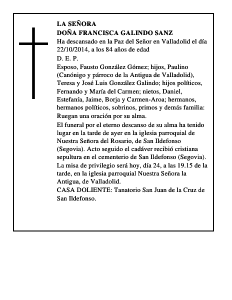 Doña Francisca Galindo Sanz