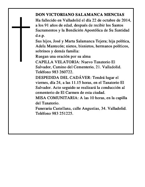 Don Victoriano Salamanca Mencias