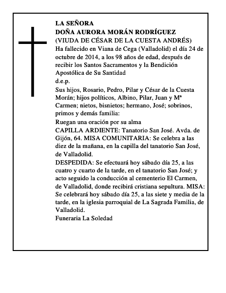 Doña Aurora Morán Rodríguez