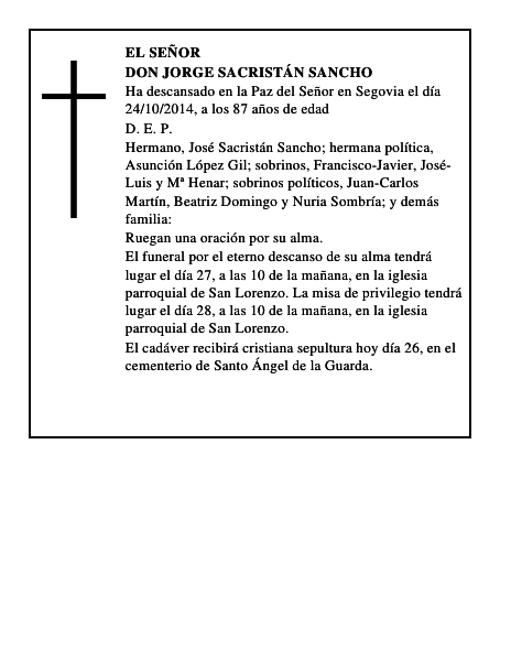 Don Jorge Sacristán Sancho
