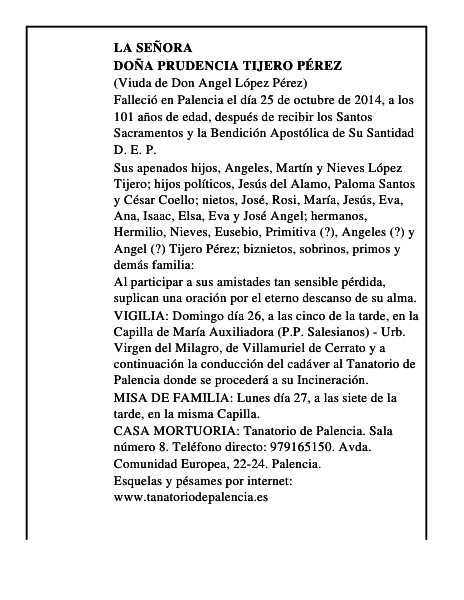 Doña Prudencia Tijero Pérez