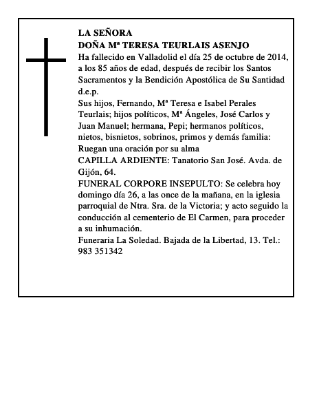 Doña Mª Teresa Teurlais Asenjo