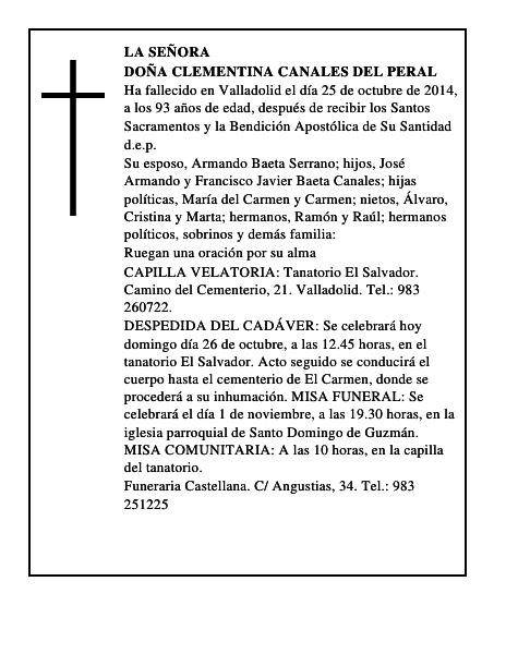 Doña Clementina Canales del Peral