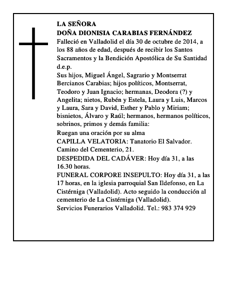 Doña Dionisia Carabias Fernández