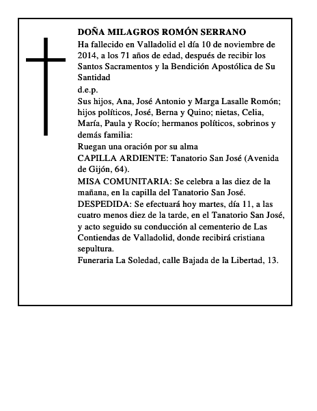 Doña Milagros Romón Serrano