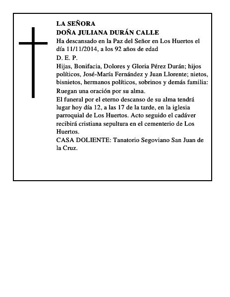 Doña Juliana Durán Calle