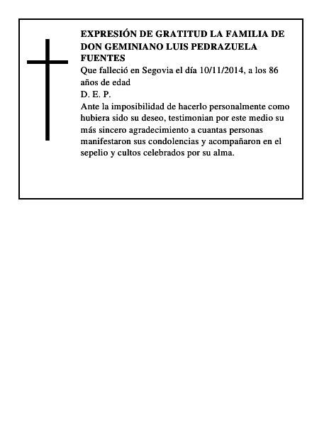 Don Geminiano Luis Pedrazuela Fuentes