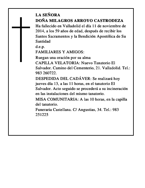 Doña Milagros Arroyo Castrodeza