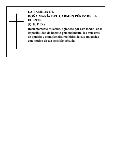 Doña María del Carmen Pérez de la Fuente