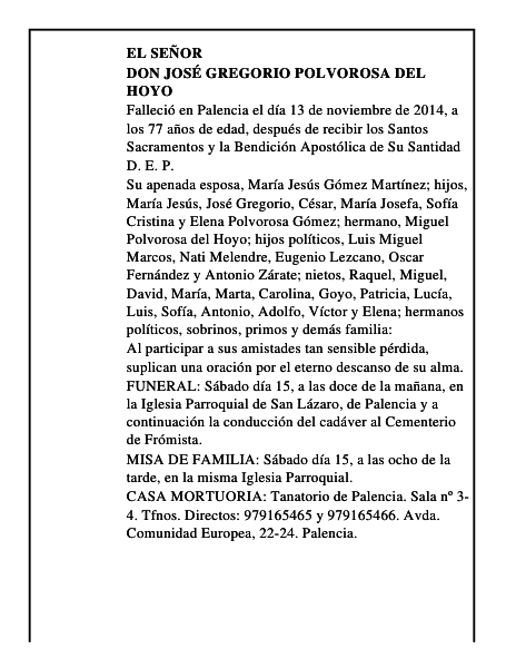 Don José Gregorio Polvorosa del Hoyo