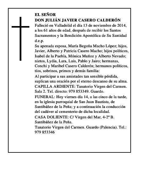 Don Julián Javier Casero Calderón
