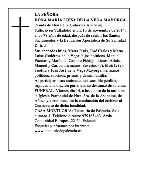 Doña María Luisa de la Vega Mayorga