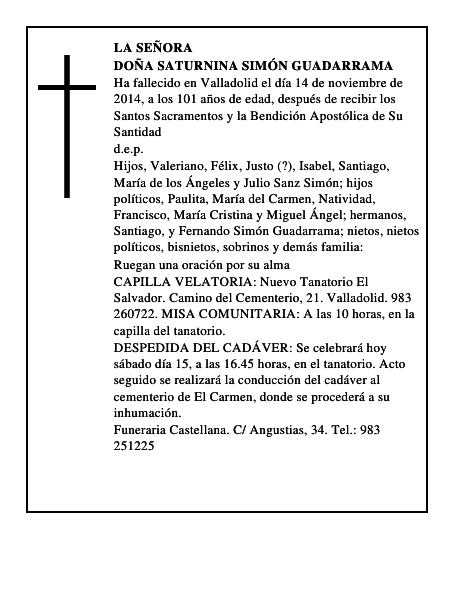 Doña Saturnina Simón Guadarrama