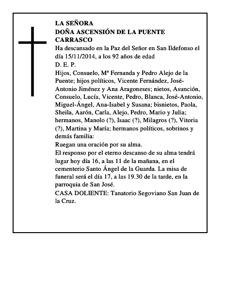 Doña Ascensión de la Puente Carrasco