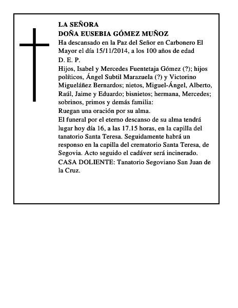 Doña Eusebia Gómez Muñoz