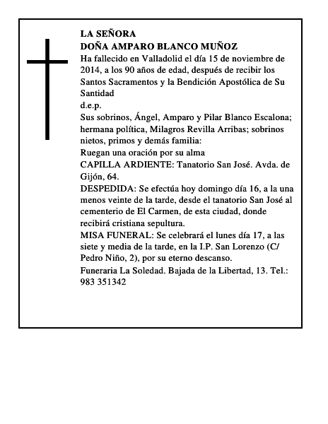 Doña Amparo Blanco Muñoz