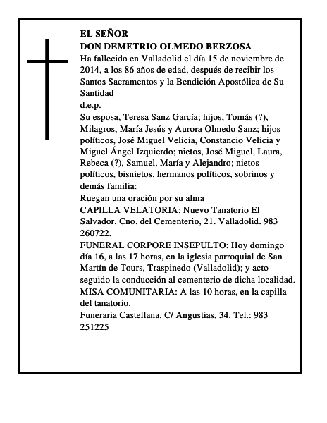 Don Demetrio Olmedo Berzosa