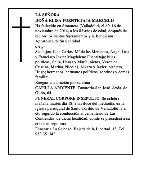 Doña Elisa Fuentetaja Marcelo