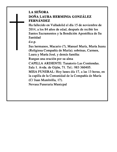 Doña Laura Herminia González Fernández